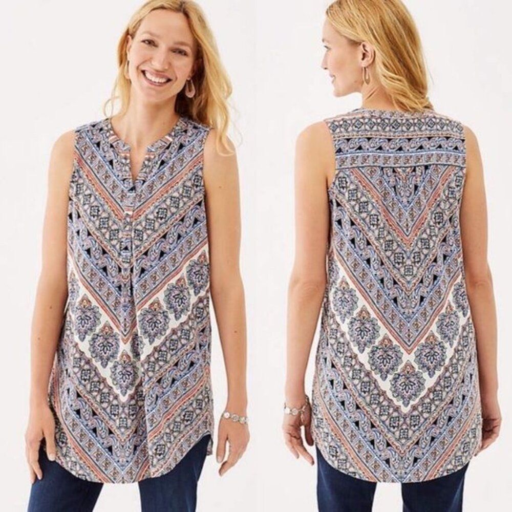 J. Jill Sleeveless Tunic With Pockets Size Medium Curved Hem